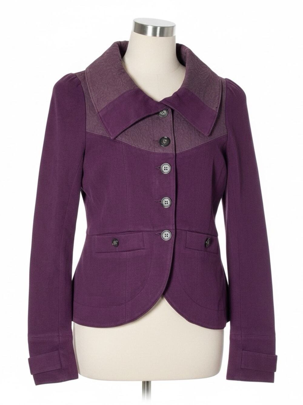 Free People Purple Women's Tailored Button Jacket size 2 B124